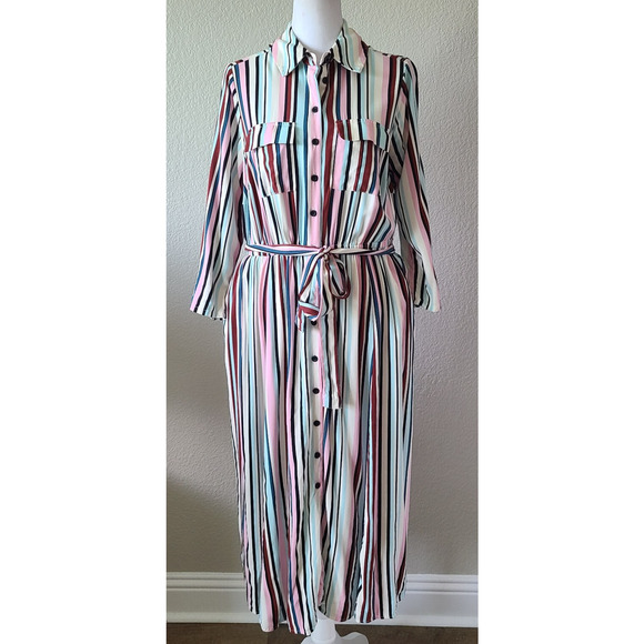 torrid Dresses & Skirts - Torrid Midi Preppy Shirt Dress SZ US 10 M / L Resort Challis Button Front Stripe